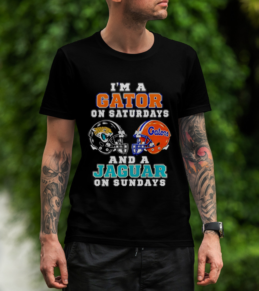 I'm A Gator On Saturdays And A Jaguar On Sundays Football Helmets T-Shirt