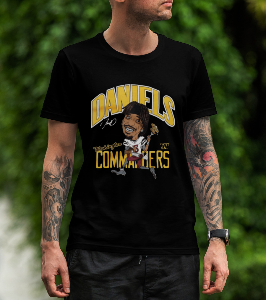 Daniels 7 Washington Commanders Caricature Player Holding Waffle Fork T-Shirt