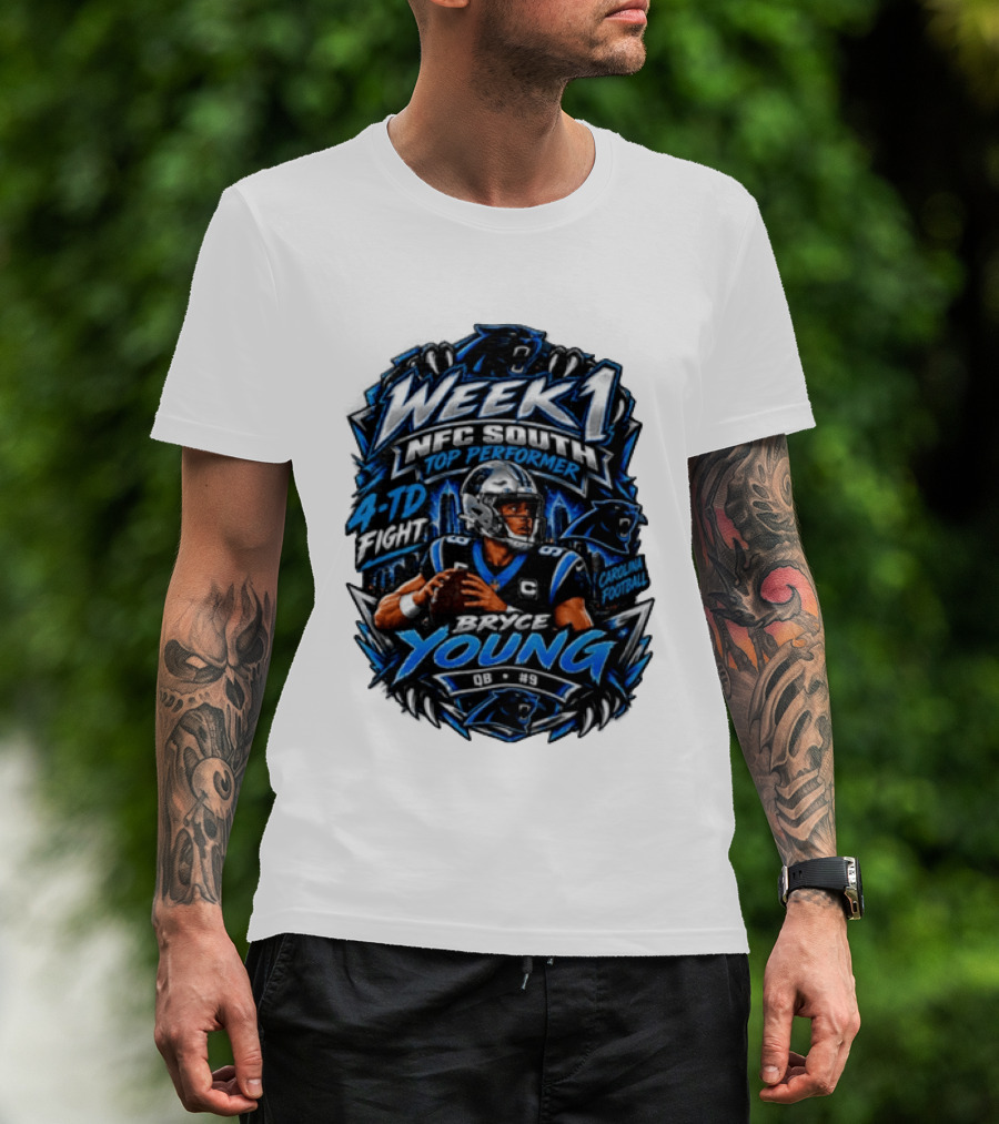 Week 1 NFC South Top Performer Bryce Young 4 TD Fight Carolina Football T-Shirt