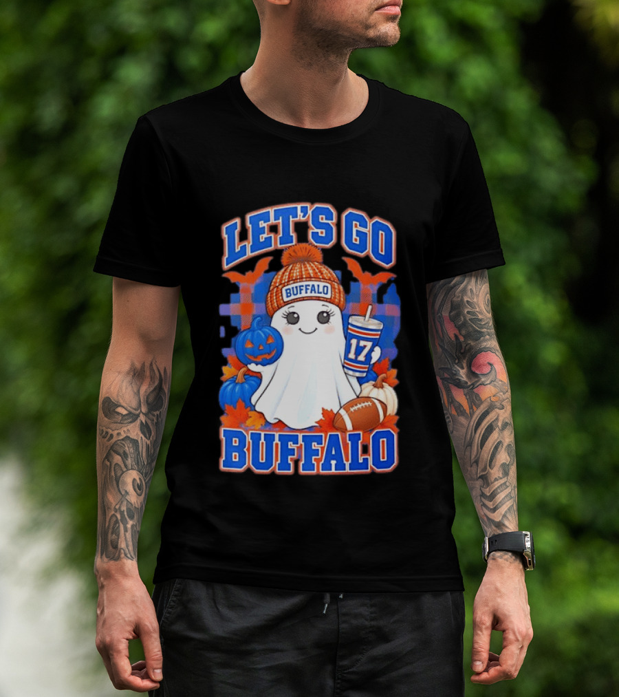 Let's Go Buffalo Ghost 17 Halloween Football Pumpkin Leaves T-Shirt