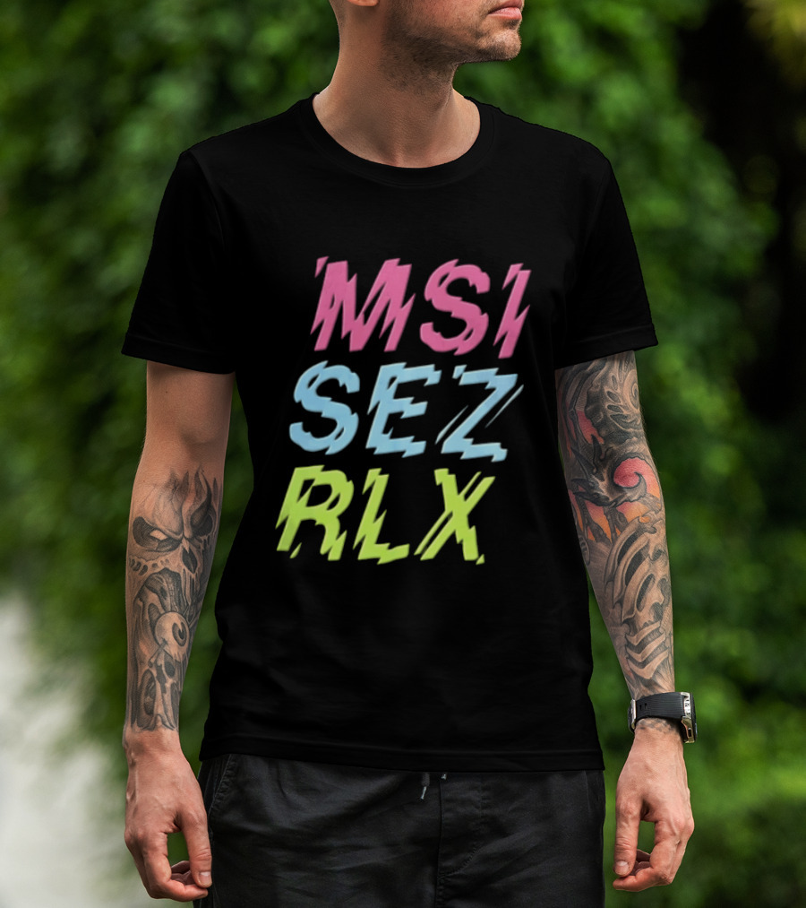 MSI SEZ RLX Glitch Neon Colors Pink Blue Yellow T-Shirt