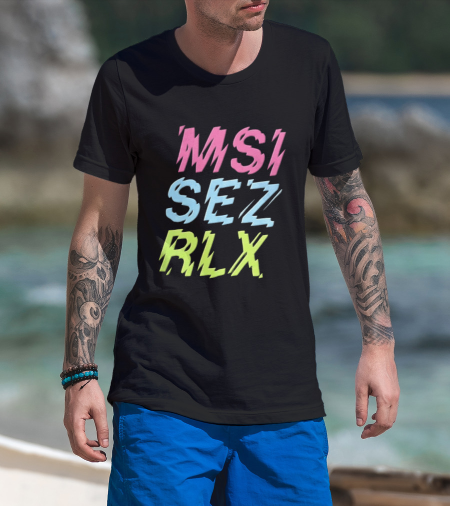 MSI SEZ RLX Glitch Neon Colors Pink Blue Yellow T-Shirt