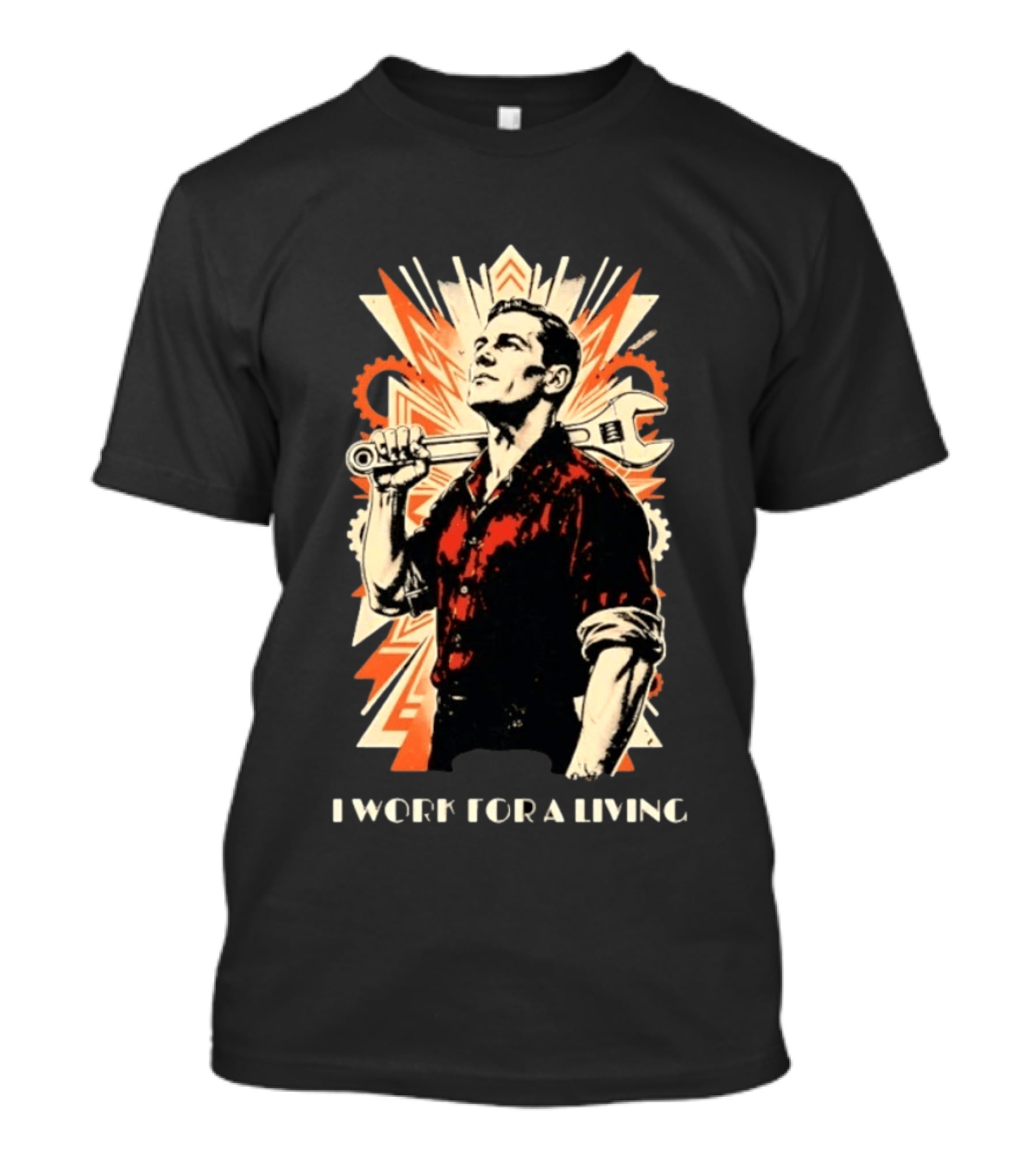 I Work For A Living Vintage Worker With Wrench T-Shirt