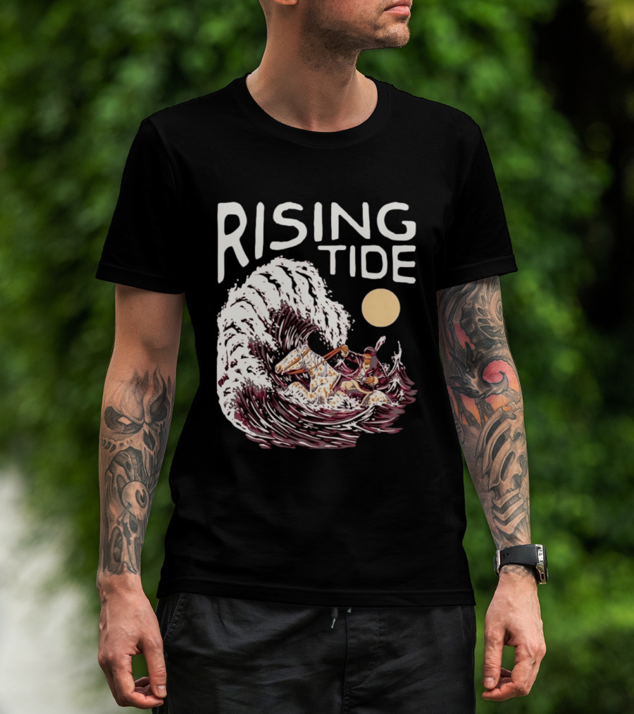 Rising Tide Surfing Horse Wave Native American Old Row T-Shirt