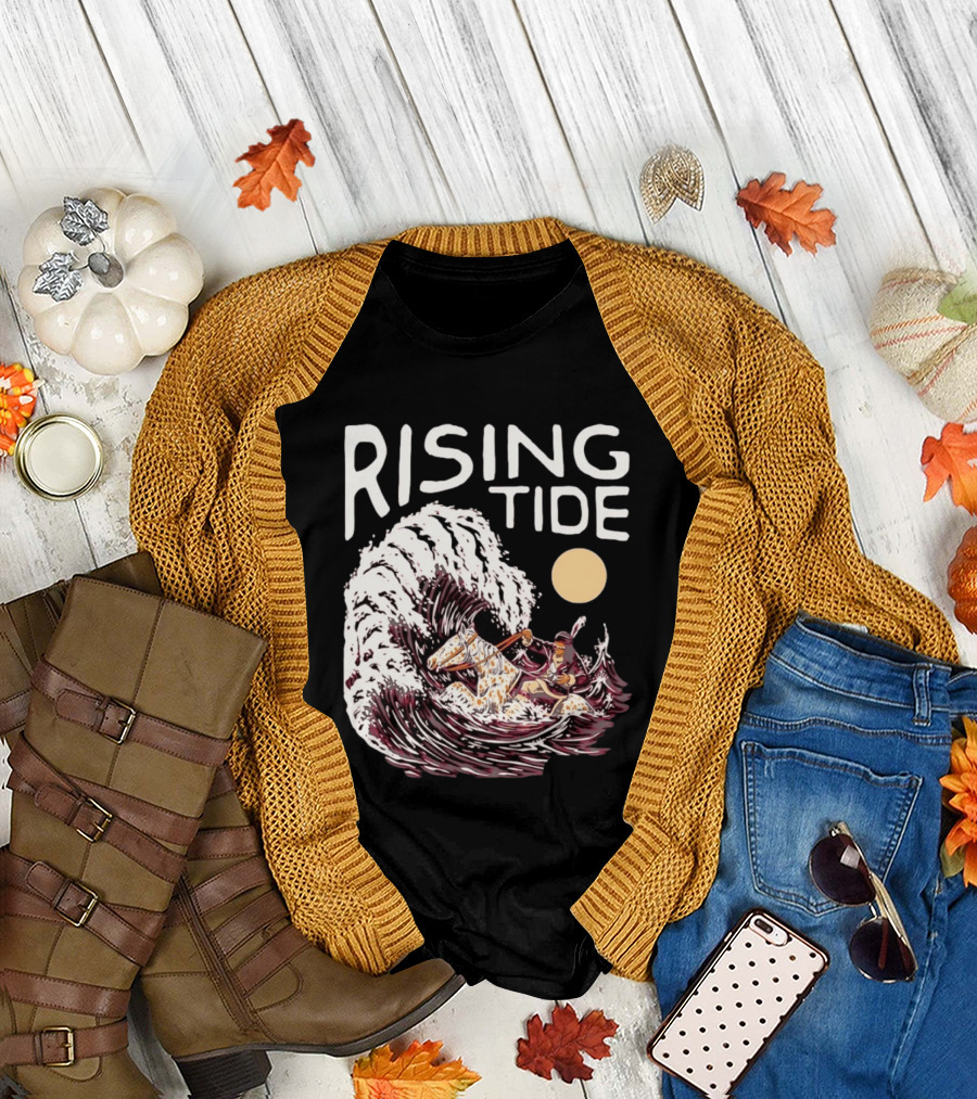 Rising Tide Surfing Horse Wave Native American Old Row T-Shirt