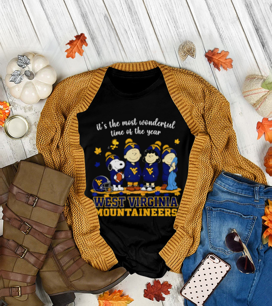 It's The Most Wonderful Time Of The Year Snoopy And Friends West Virginia Mountaineers T-Shirt