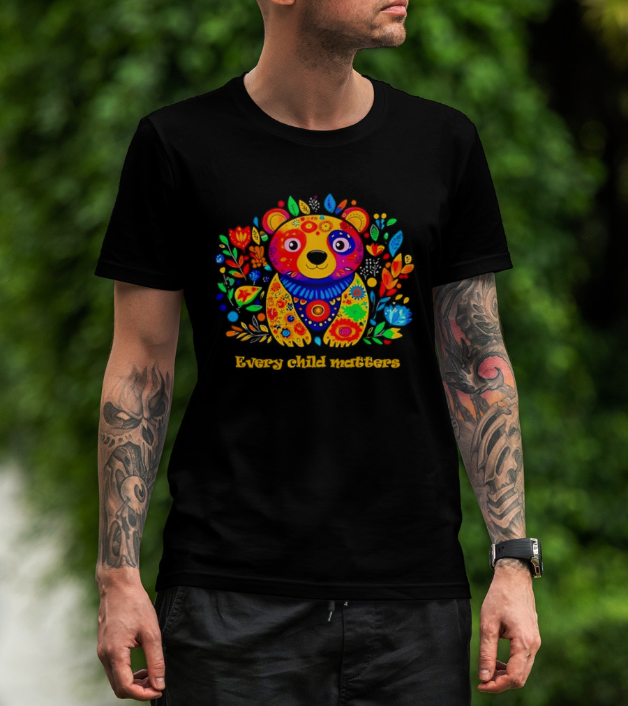 Every Child Matters Colorful Floral Bear T-Shirt