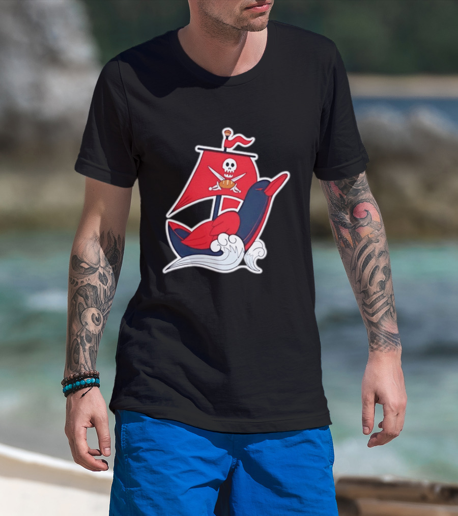 Tampa Bay Buccaneers Pirate Ship Football Skull Crossed Swords Sails T-Shirt