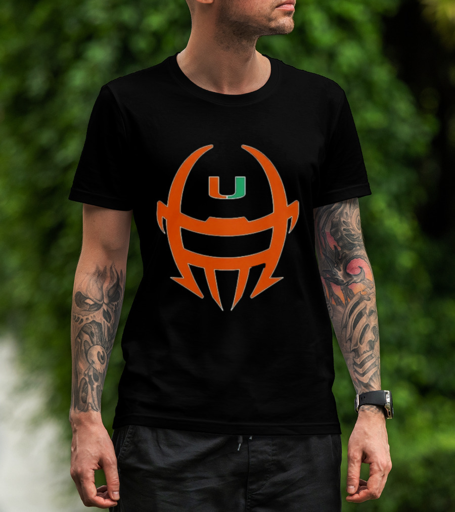 Miami Hurricanes Football Helmet Shape NCAA U T-Shirt