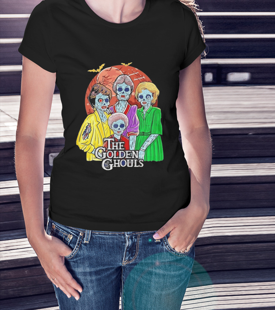 Halloween Zombie The Golden Ghouls Bat Moon T-Shirt