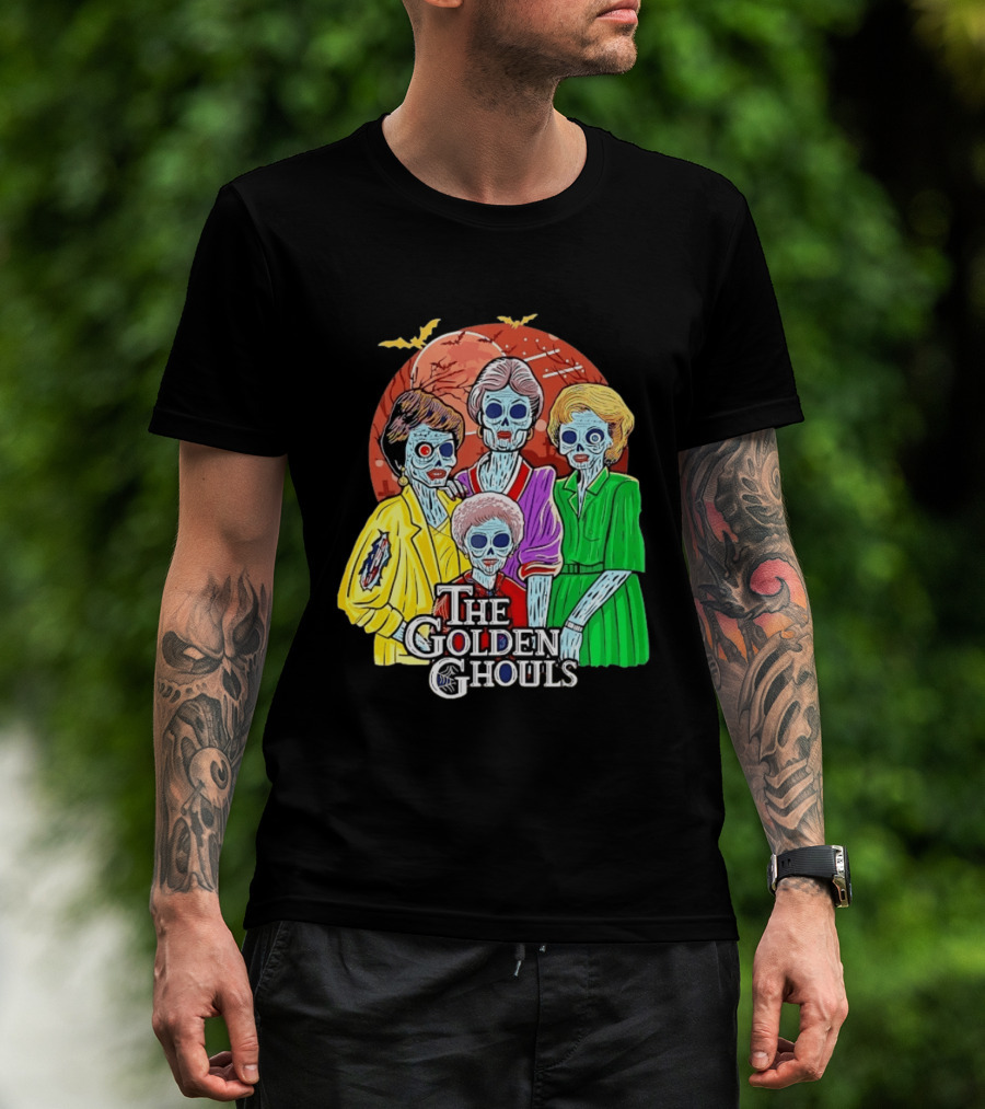 Halloween Zombie The Golden Ghouls Bat Moon T-Shirt
