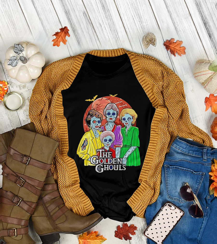 Halloween Zombie The Golden Ghouls Bat Moon T-Shirt