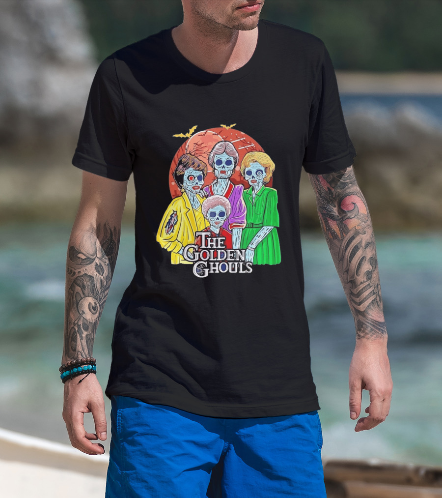 Halloween Zombie The Golden Ghouls Bat Moon T-Shirt