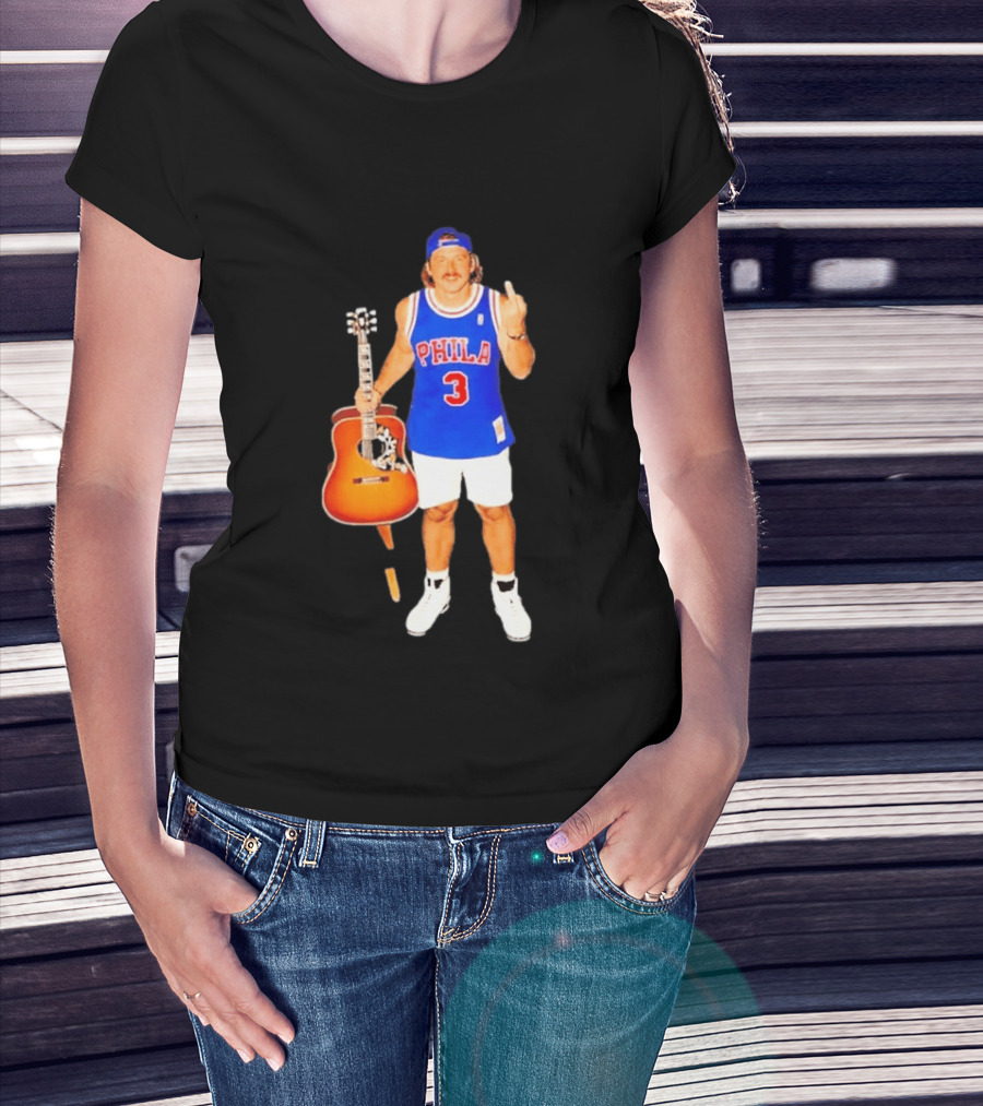 Morgan Wallen Phila 3 Jersey Middle Finger Gesture With Guitar T-Shirt