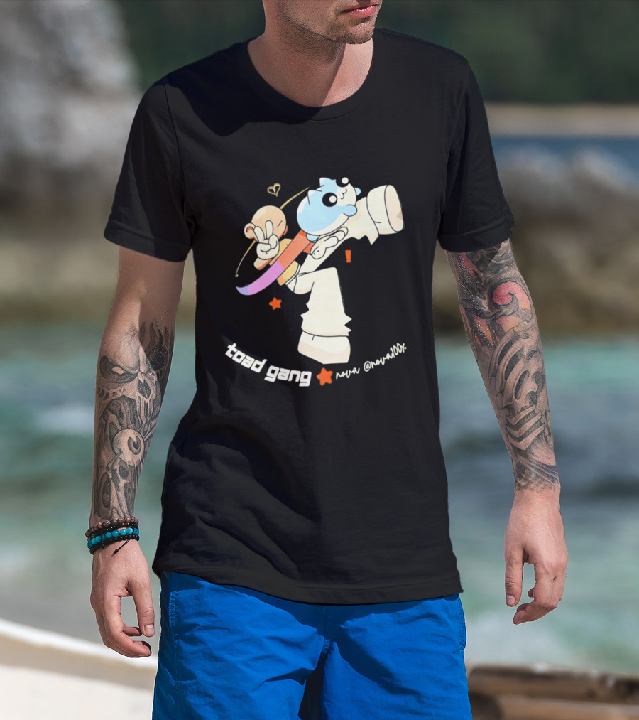 Toad Gang By Nova Nova100x Cartoon Character Peace Sign Colorful T-Shirt