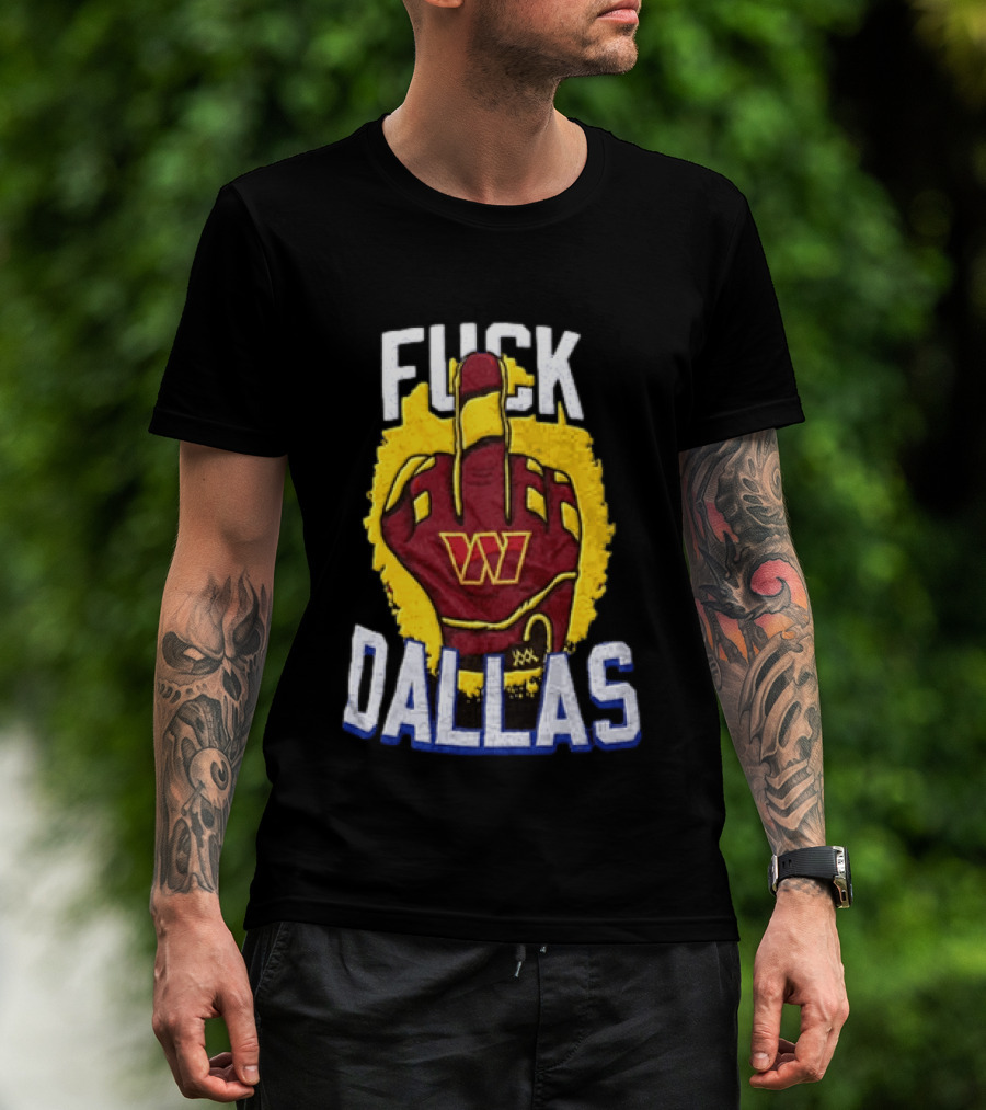 Raise Hail F*** Dallas Middle Finger Glove Red Yellow White Blue T-Shirt