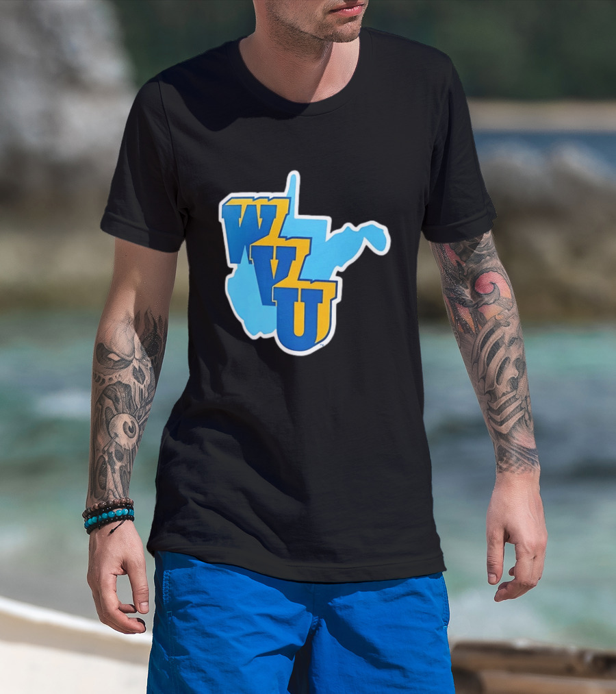 West Virginia Mountaineers WVU State Map T-Shirt