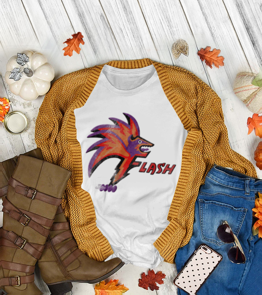1993 Las Vegas Flash Purple And Orange Retro Wolf T-Shirt