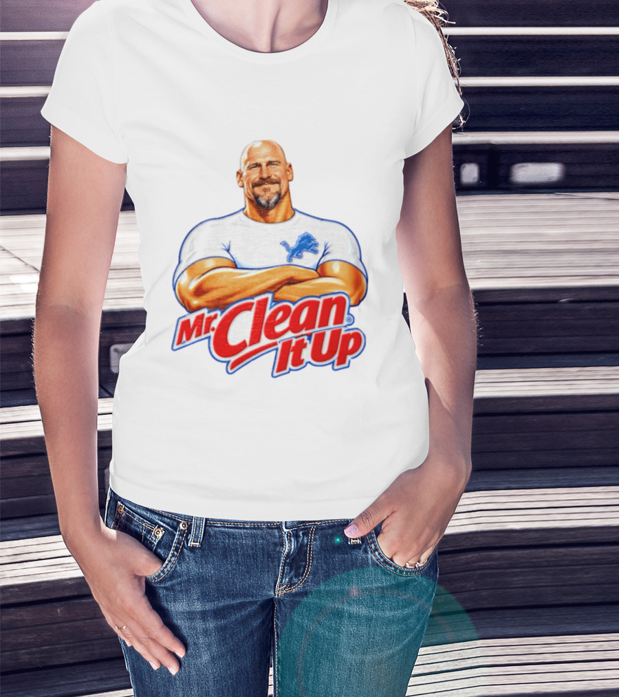 Dan Campbell Mr Clean It Up Detroit Lions Exclusively T-Shirt