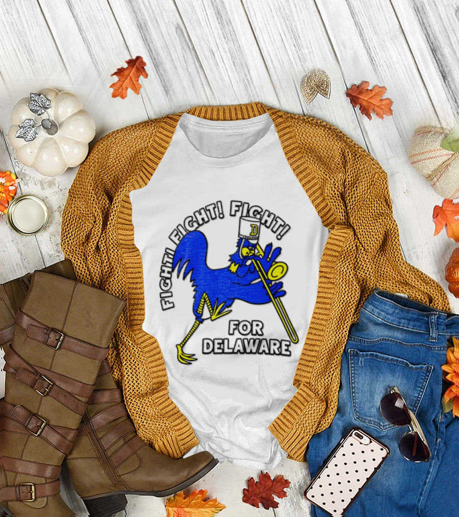Delaware Blue Hens Fight Fight Fight For Delaware Chicken Trombone T-Shirt