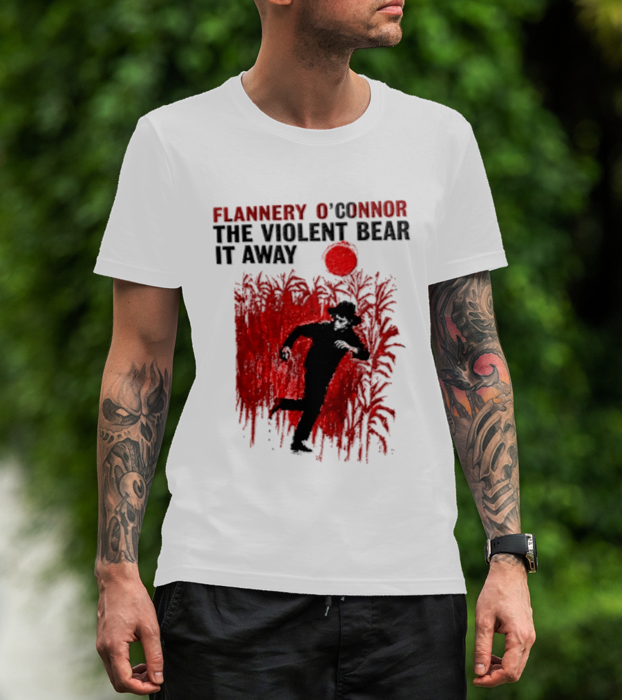 Flannery O'Connor The Violent Bear It Away Red Silhouette In Cornfield T-Shirt