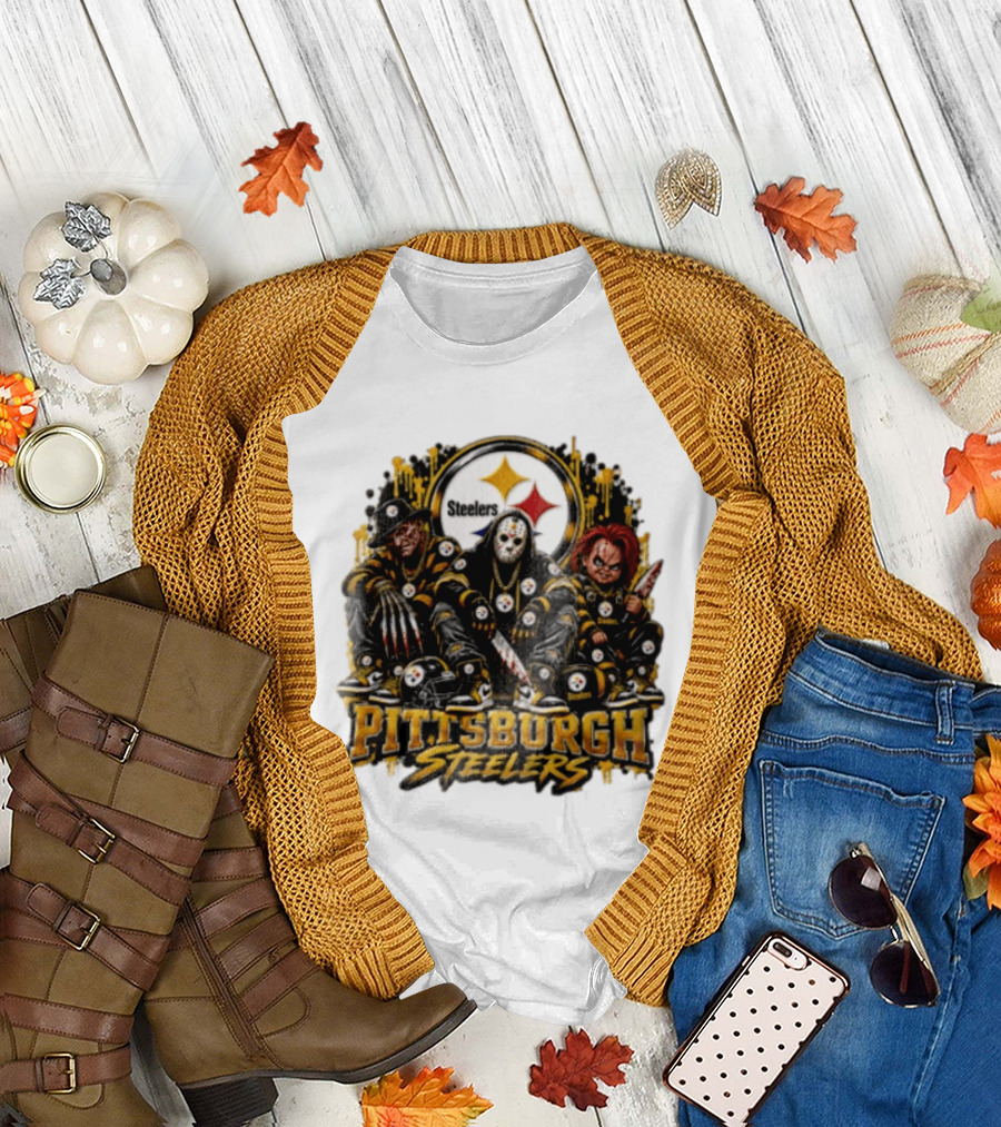 Freddy Krueger Jason Voorhees Chucky Steelers Halloween Pittsburgh T-Shirt