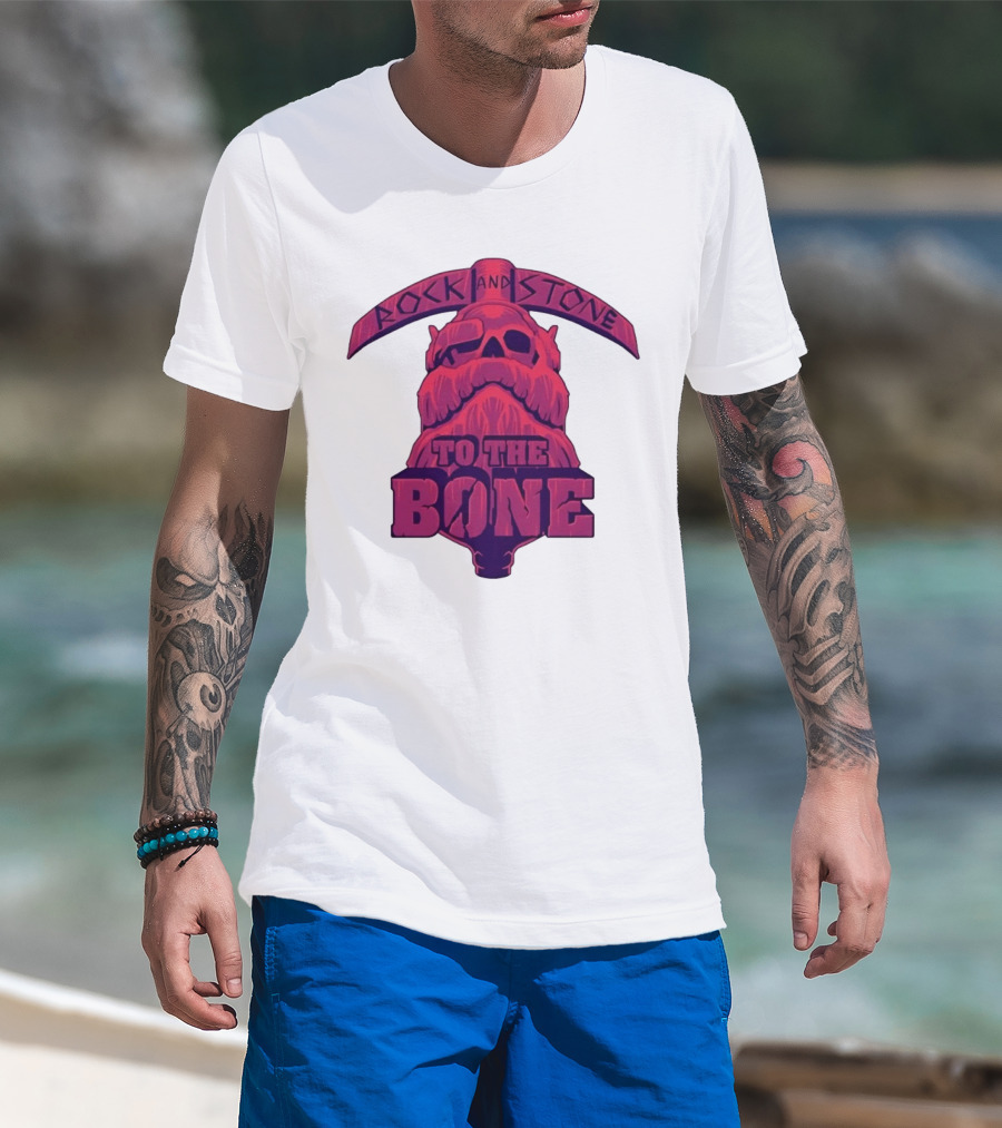 Rock And Stone To The Bone Dwarf Skull Gaming Deep Rock Galactic T-Shirt
