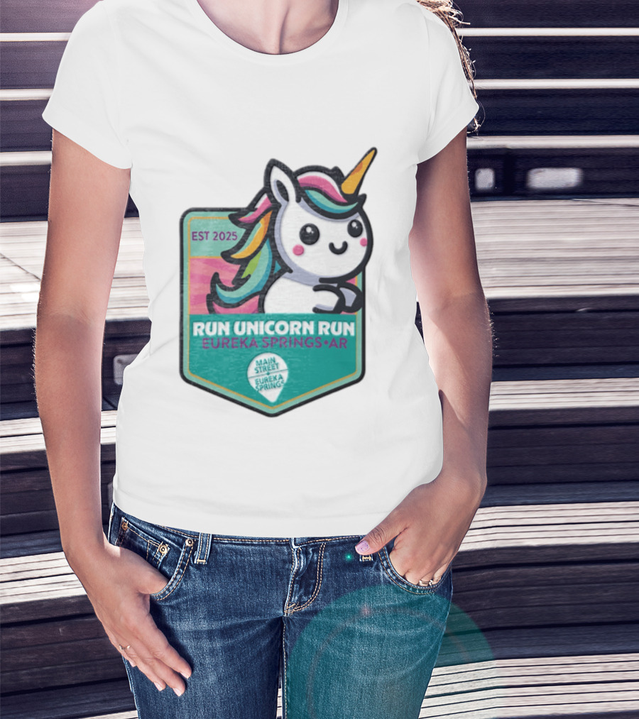 EST 2025 Run Unicorn Run Eureka Springs AR Main Street T-Shirt