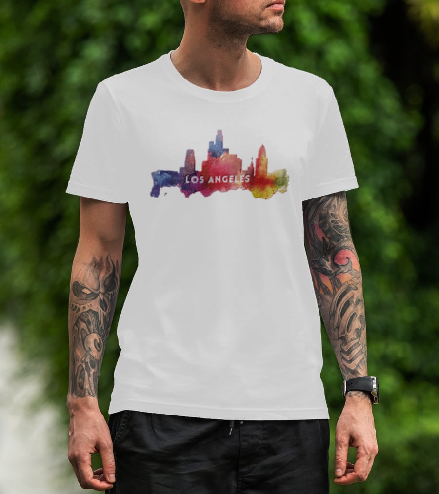 Los Angeles Watercolor Cityscape California Urban Skyline T-Shirt