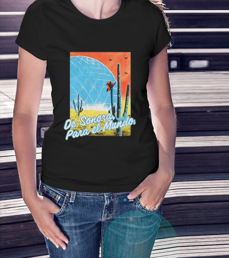De Sonora Para El Mundo Cactus Desert Scene With Dome And Stars T-Shirt