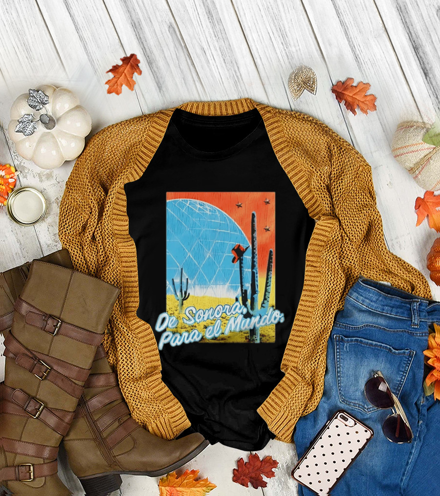 De Sonora Para El Mundo Cactus Desert Scene With Dome And Stars T-Shirt