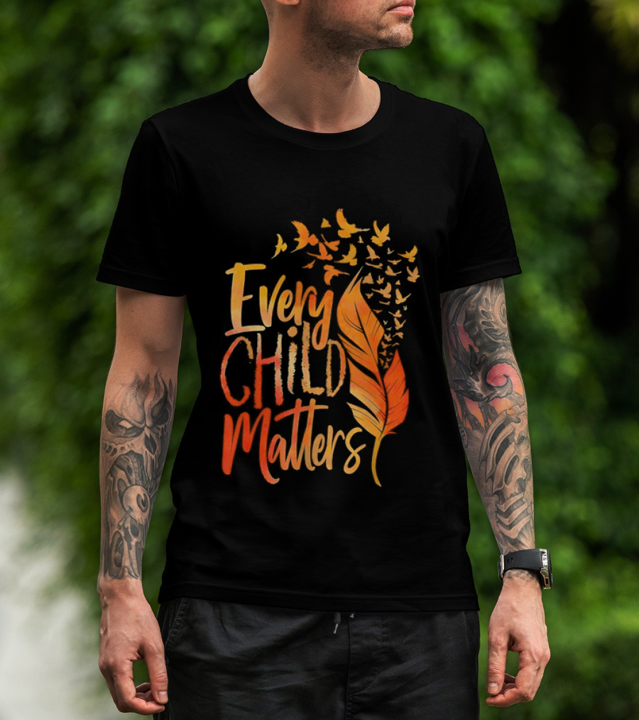 Every Child Matters Feather And Birds Orange Day Awareness T-Shirt