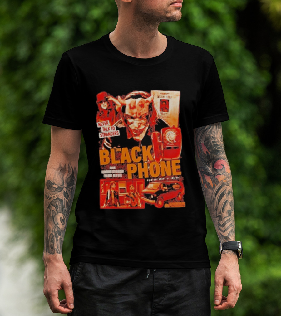 Never Talk To Strangers The Black Phone Original Story By Joe Hill Missing Child Red Phone Horror T-Shirt