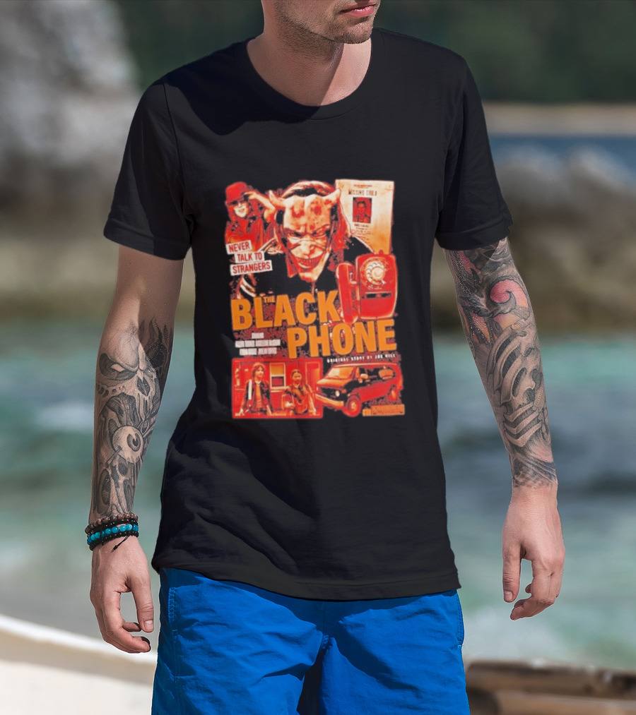Never Talk To Strangers The Black Phone Original Story By Joe Hill Missing Child Red Phone Horror T-Shirt