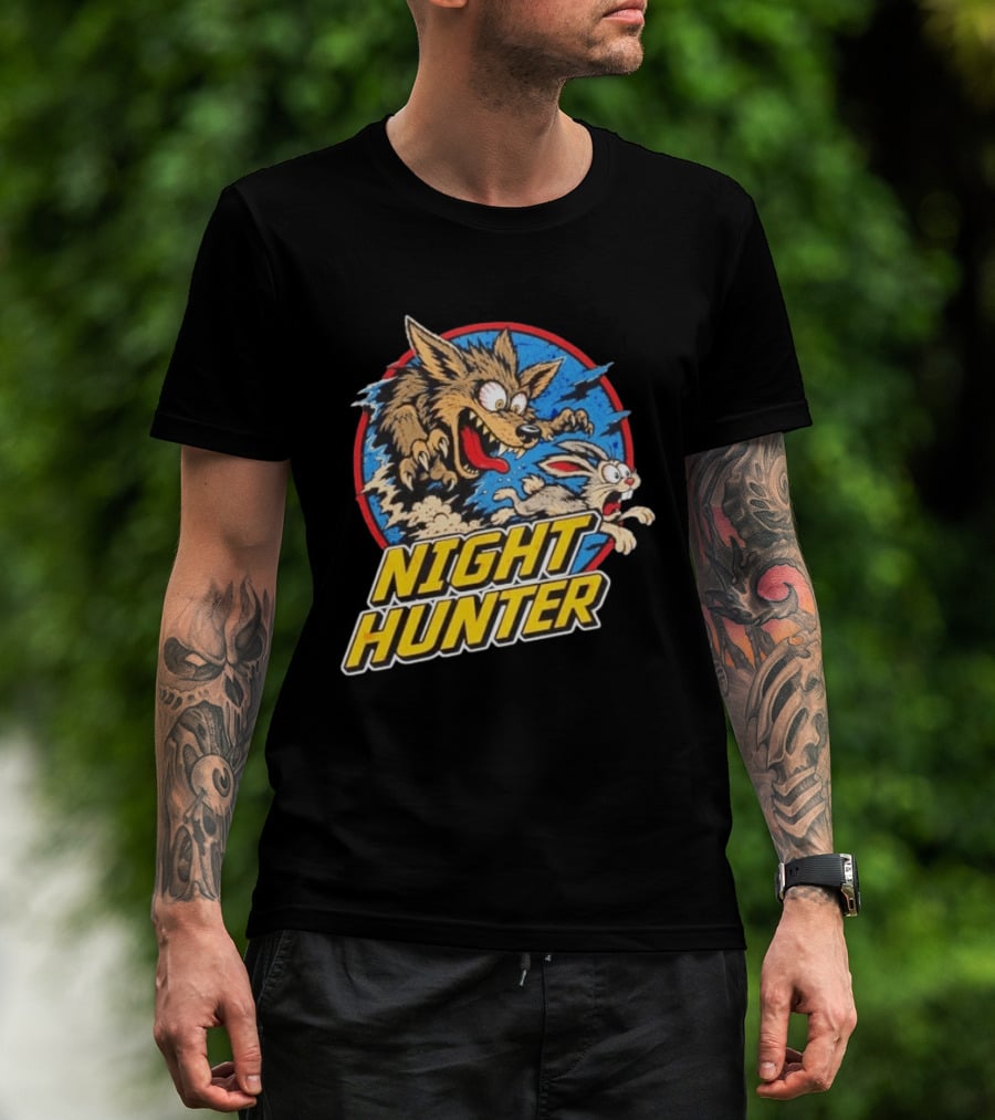 Night Hunter Coyote And Rabbit Chase Epic Predator Prey Adventure T-Shirt
