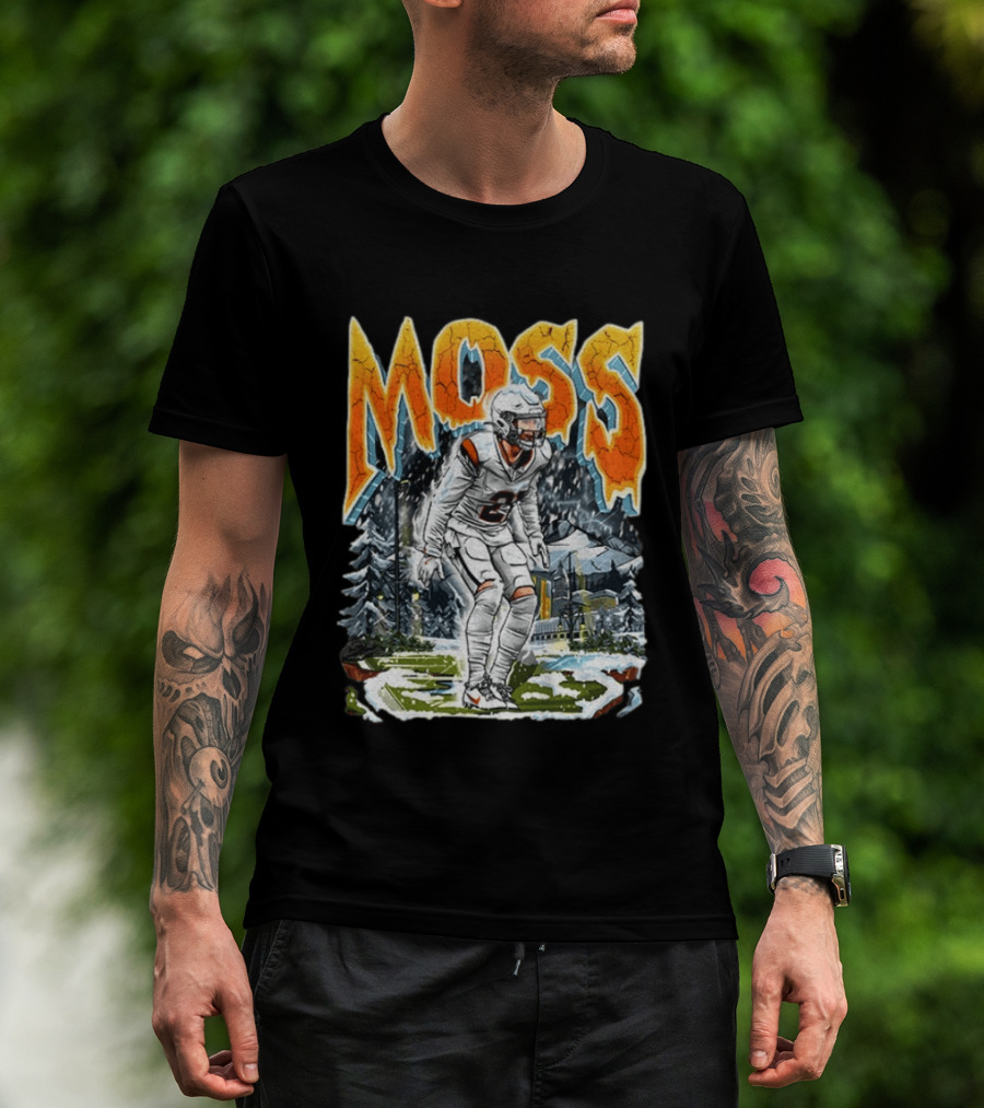 Moss Broncos Country Football Comic Style Winter Sports Scene T-Shirt