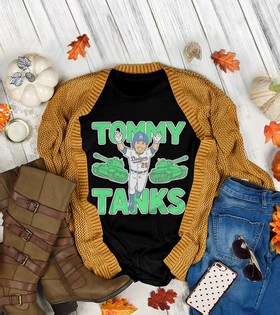 Tommy Tanks Los Angeles Dodgers 25 MLB Baseball Player In Uniform With Green Tanks T-Shirt