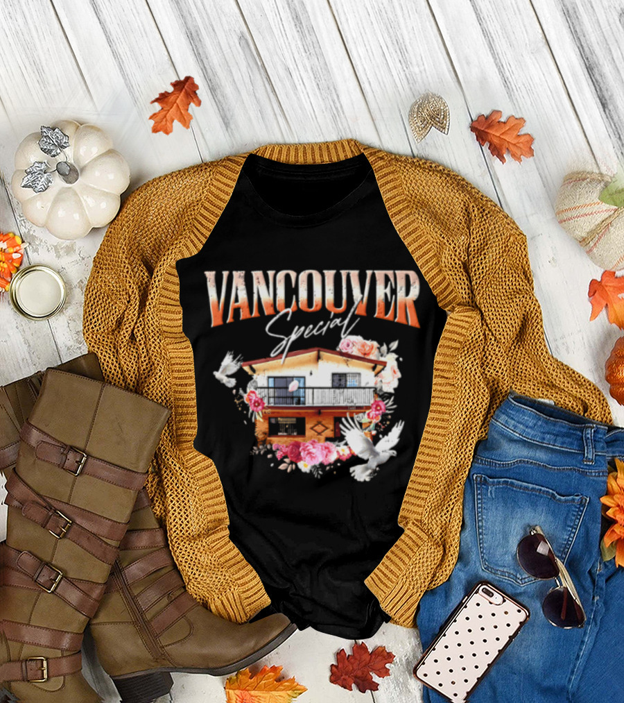 Vancouver Special House Flowers Doves T-Shirt