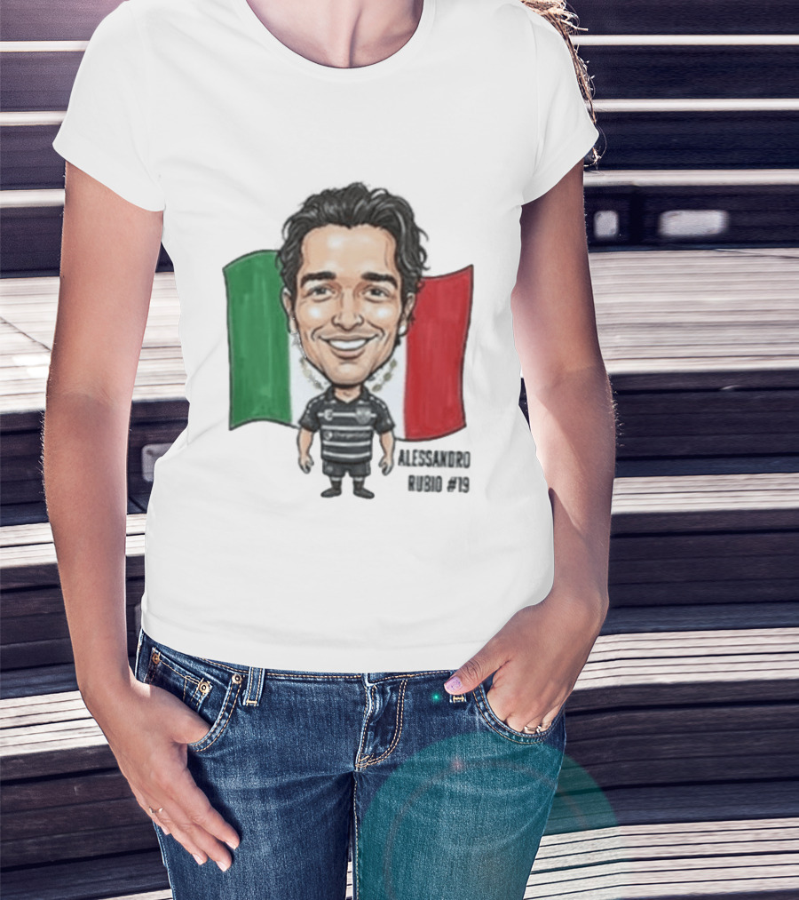 Alessandro Rubio No 19 Caricature Mexico Flag Football Jersey T-Shirt