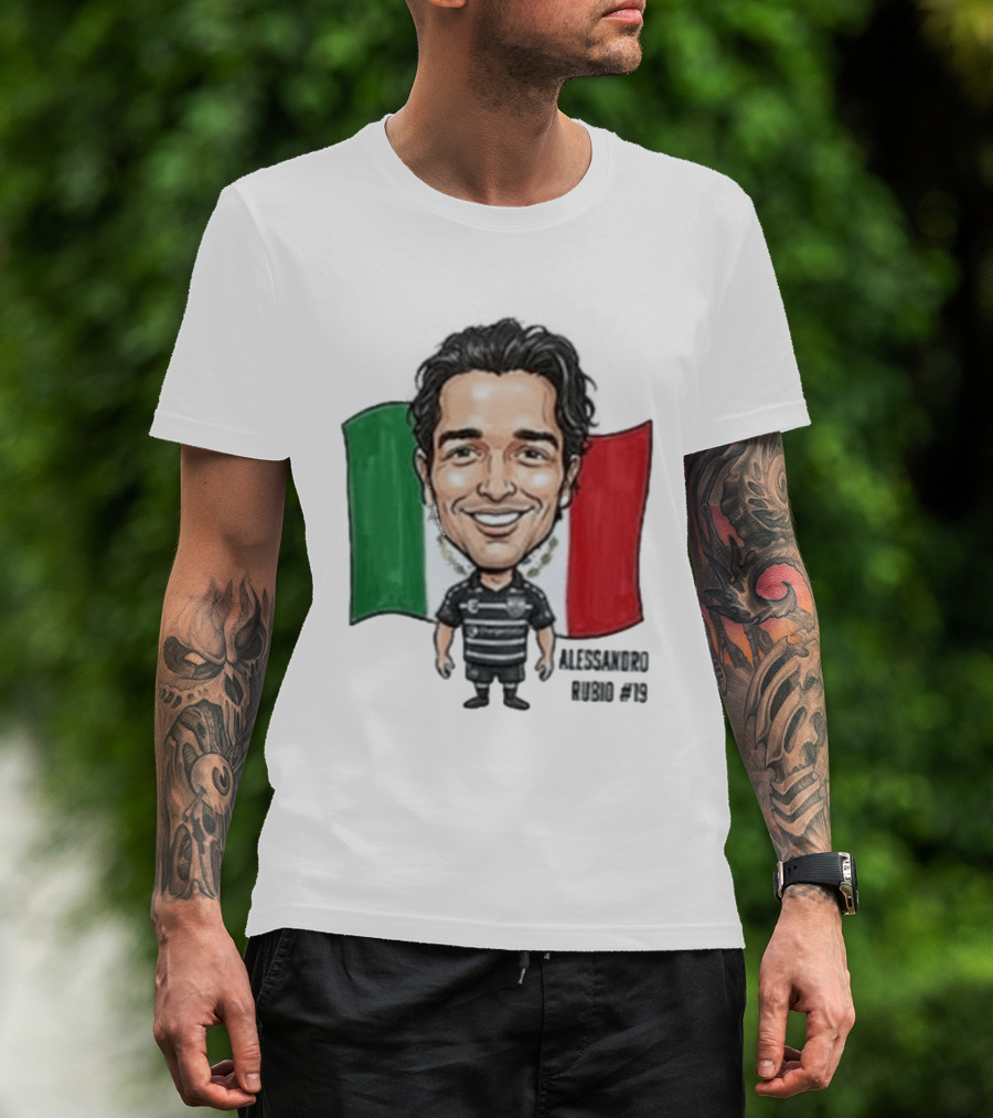 Alessandro Rubio No 19 Caricature Mexico Flag Football Jersey T-Shirt
