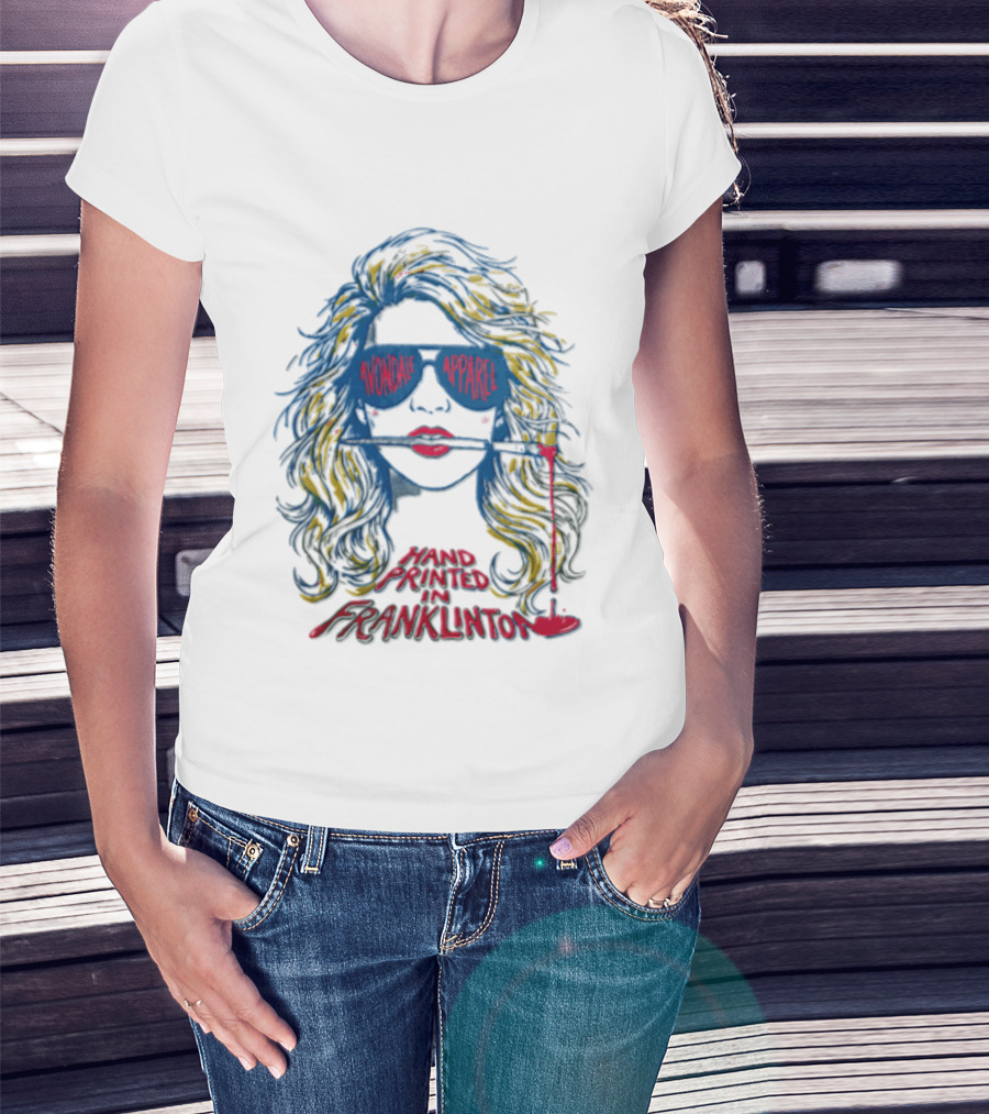Avondale Apparel Hand Printed In Franklinton Woman Sunglasses Paintbrush T-Shirt