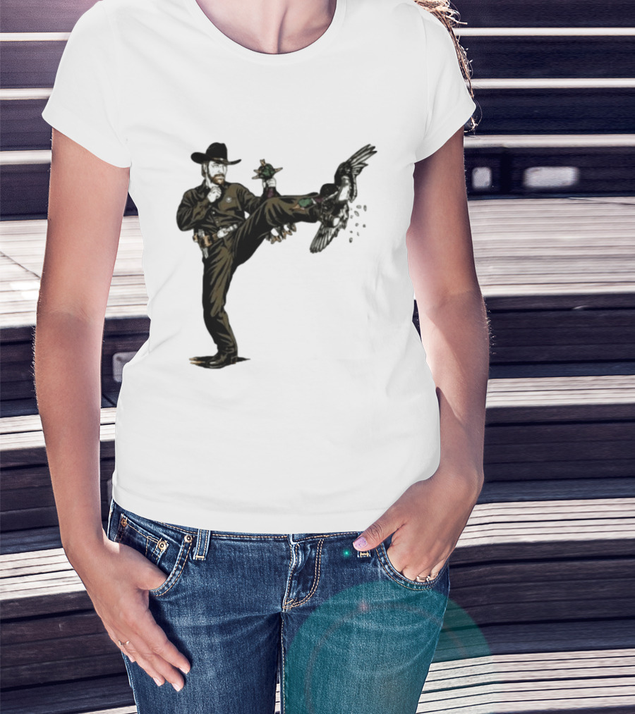 Chuck Norris Roundhouse Kick Duck Hunting Action T-Shirt