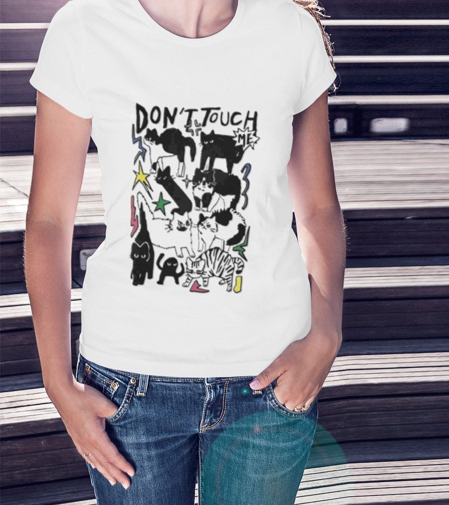 DON'T TOUCH ME Multiple Cats Stars Lightning T-Shirt
