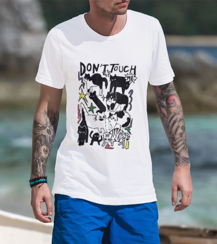 DON'T TOUCH ME Multiple Cats Stars Lightning T-Shirt