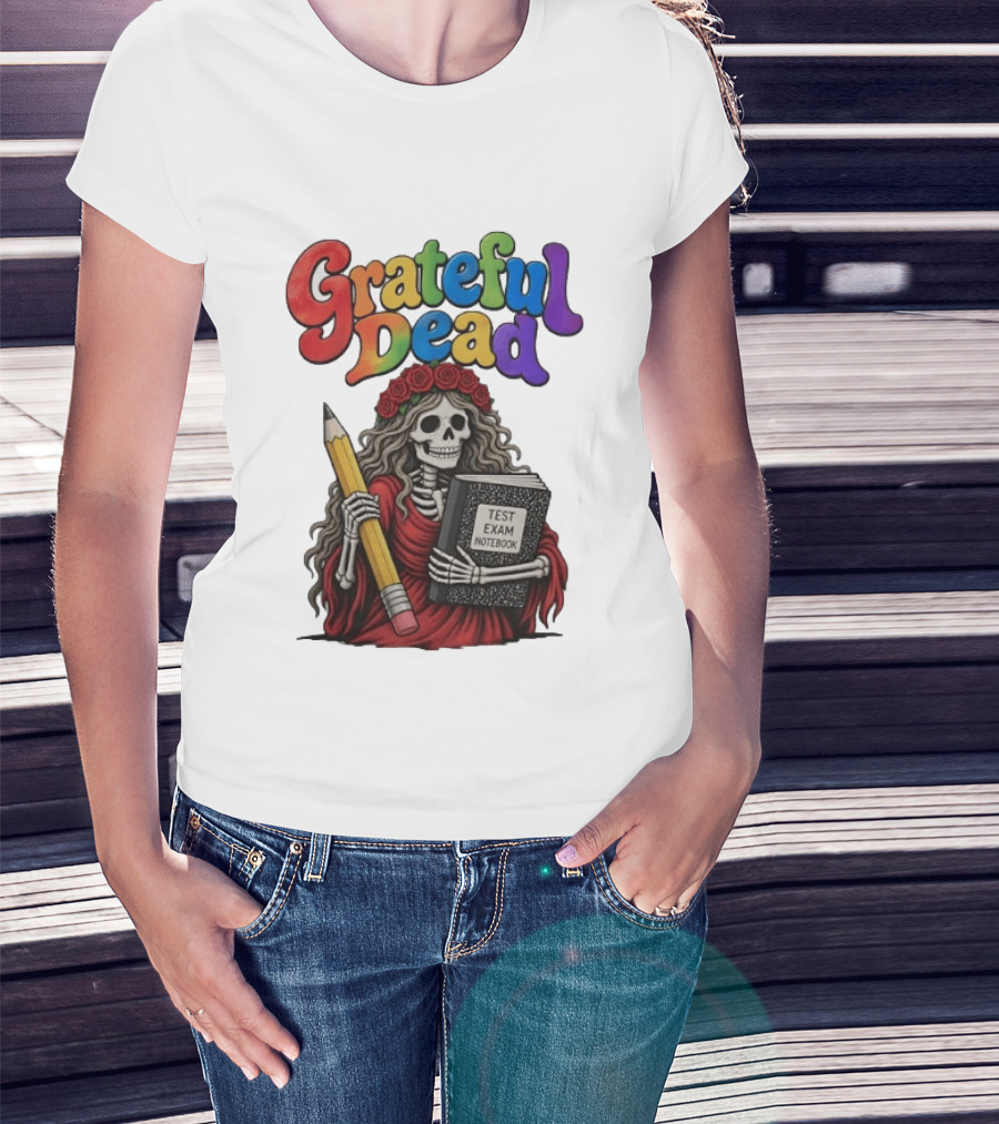 Grateful Dead Skeleton Test Exam Notebook With Pencil T-Shirt