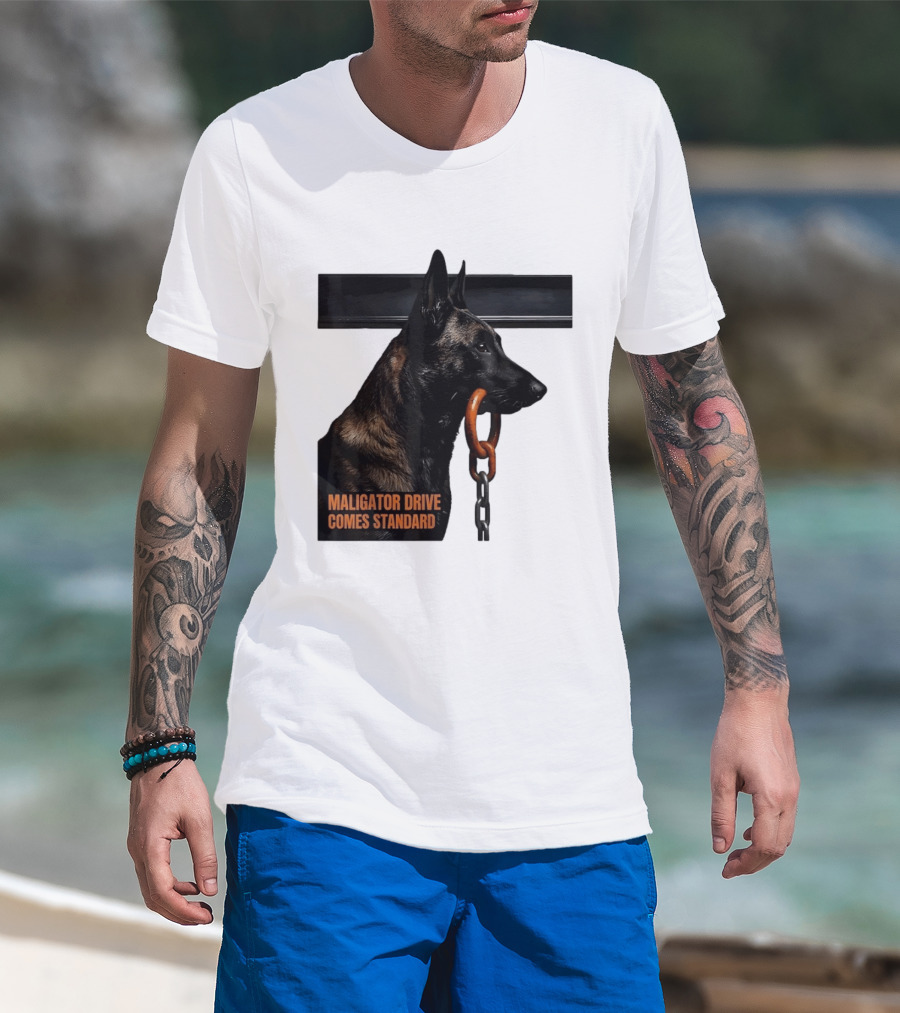 Maligator Drive Comes Standard Belgian Malinois Iron Bar Handler T-Shirt