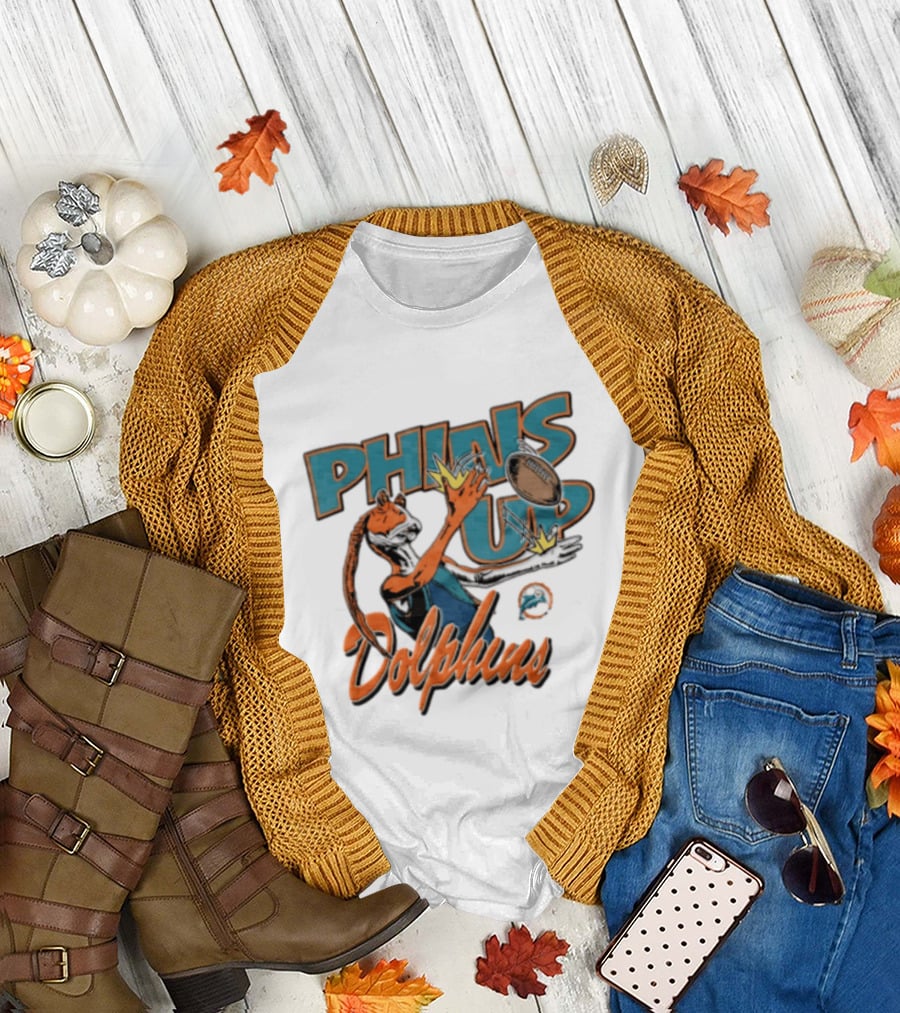 Phins Up Dolphins Jar Jar Binks Catching Football Miami Sports Fan T-Shirt