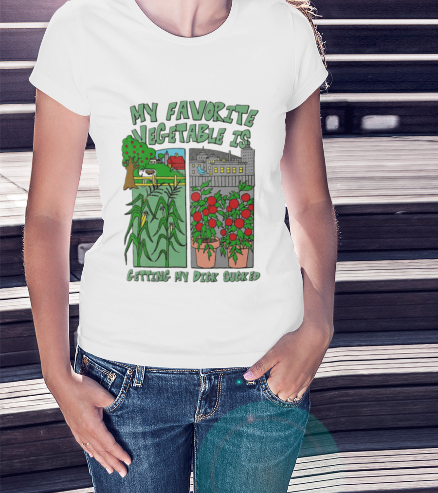 My Favorite Vegetable Is Getting My Dick Sucked Farm Scene City Rooftop Tomato Plants T-Shirt