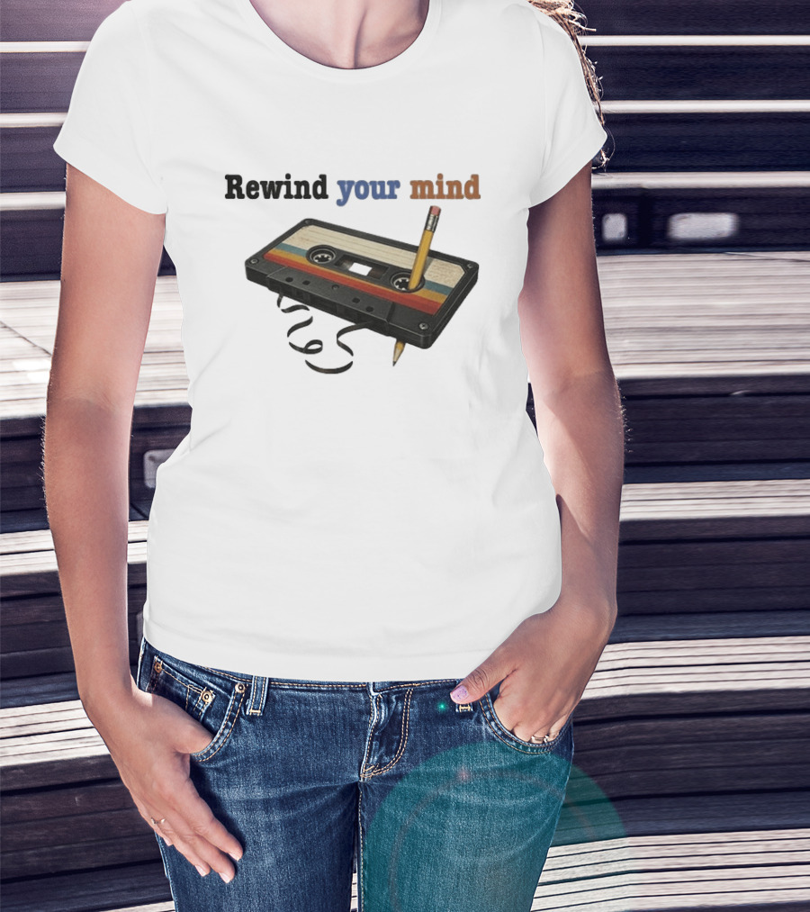 Rewind Your Mind Cassette Pencil Day By Day Co T-Shirt