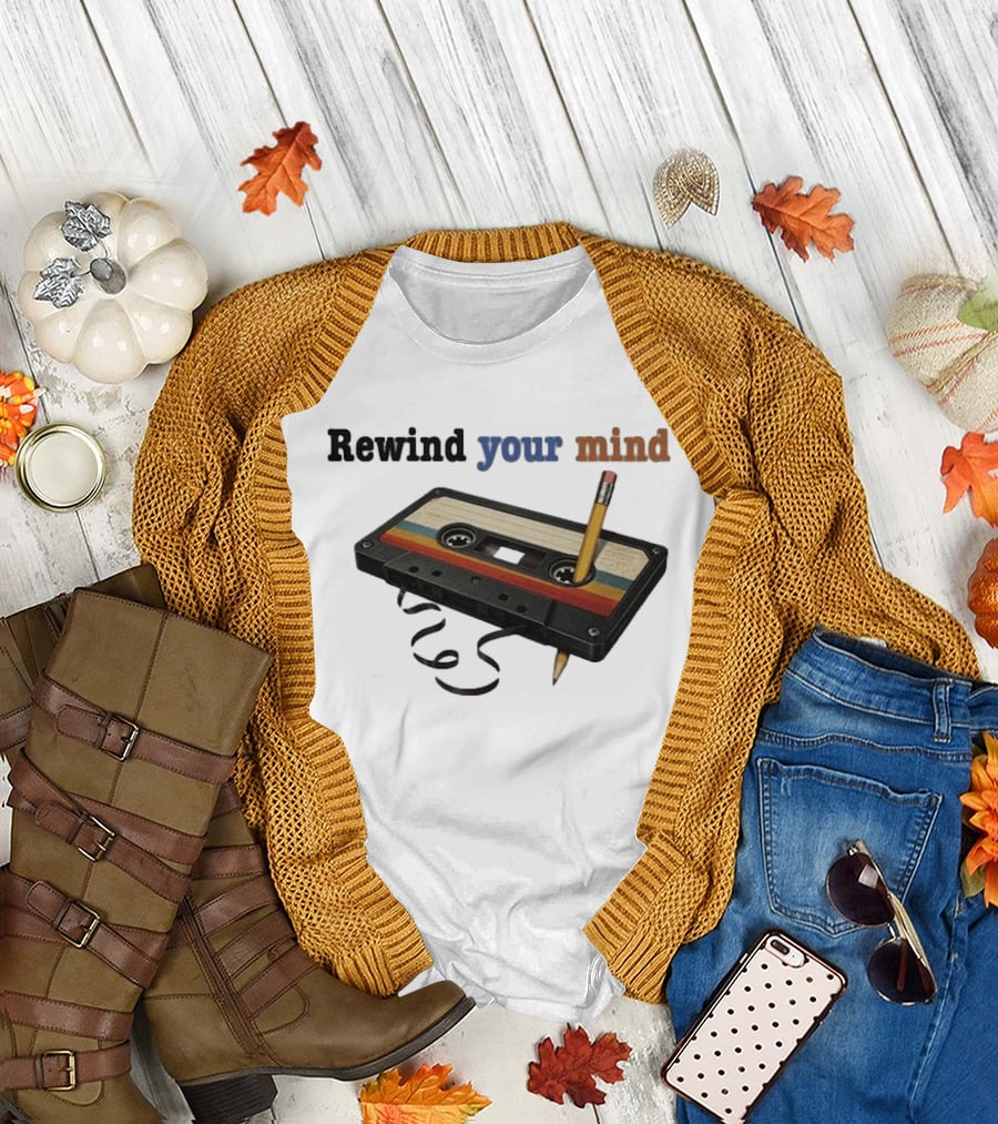 Rewind Your Mind Cassette Pencil Day By Day Co T-Shirt